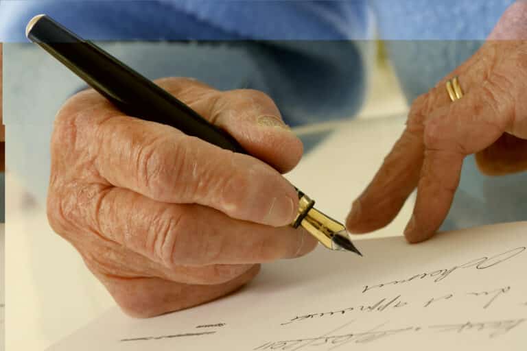 Österreichischer Tierschutzverein - Testamente: Unterschrift auf Dokument