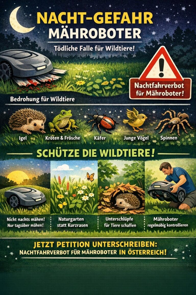 Grafik Nachtfahrverbot für Mähroboter © Österreichischer Tierschutzverein