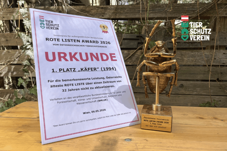 Rote Listen Award & Urkunde © Österreichischer Tierschutzverein